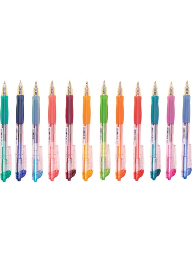 Deli Colorful Retractable Gel Pens, 12 Colors, 0.5Mm Bullet Tip, Student Gel Pens, Signing Pens, 12 Pens/Box, Sa502 - Image 1
