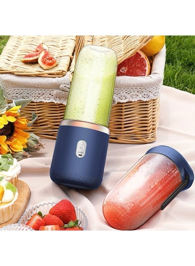 Portable Electric Juicer, 400 ml Wireless Automatic Juice Blender, Equipped with USB Charging Interface Includes 2 Juice Cups, Suitable for Making Smoothies and Milkshakes, Blue - Image 2