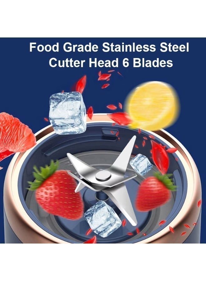 Portable Electric Juicer, 400 ml Wireless Automatic Juice Blender, Equipped with USB Charging Interface Includes 2 Juice Cups, Suitable for Making Smoothies and Milkshakes, Blue - Image 4