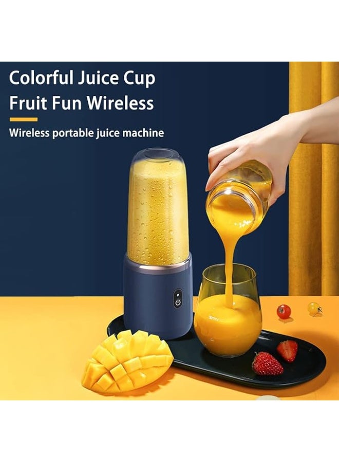 Portable Electric Juicer, 400 ml Wireless Automatic Juice Blender, Equipped with USB Charging Interface Includes 2 Juice Cups, Suitable for Making Smoothies and Milkshakes, Blue - Image 3