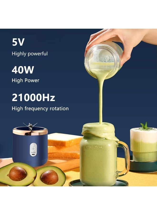 Portable Electric Juicer, 400 ml Wireless Automatic Juice Blender, Equipped with USB Charging Interface Includes 2 Juice Cups, Suitable for Making Smoothies and Milkshakes, Blue - Image 5