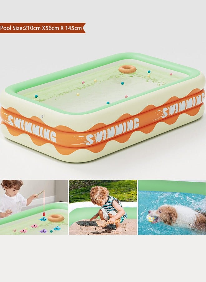 VUCATIN Inflatable Swimming Pool Foldable Pvc Material Swimming Pool Suitable for Indoor Courtyard (2.1 Meters) - Image 1