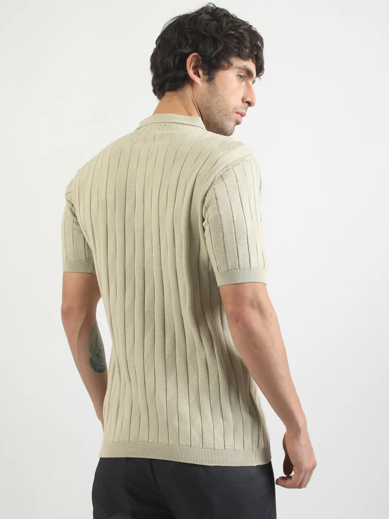 Maniac  Maniac Mens Textured Polo Neck Half Sleeve Biscuit Cotton Polo Tshirt for Men | Best Price UAE