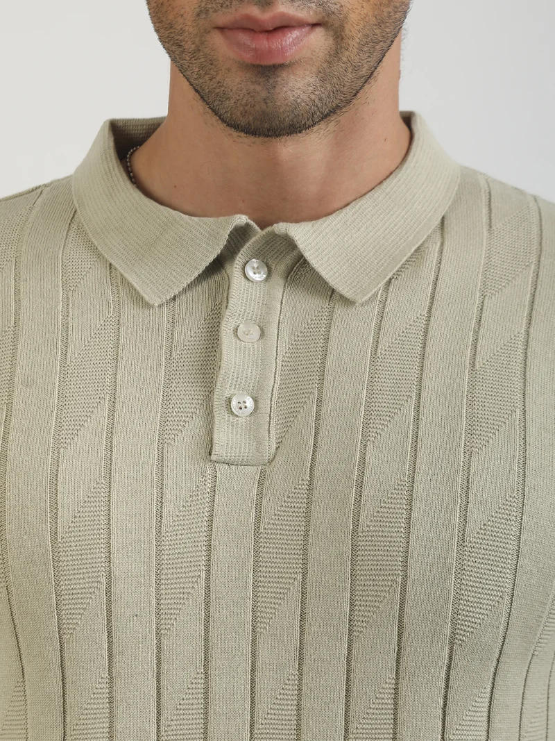Maniac  Maniac Mens Textured Polo Neck Half Sleeve Biscuit Cotton Polo Tshirt for Men | Best Price UAE