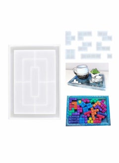 Large Rolling Tray Molds, Epoxy Silicone Resin Molds with 8 Pieces Tetris for Making Rectangular Cubes DIY Cube Keychians Jewelry Holder, Home Decoration, Serving Board