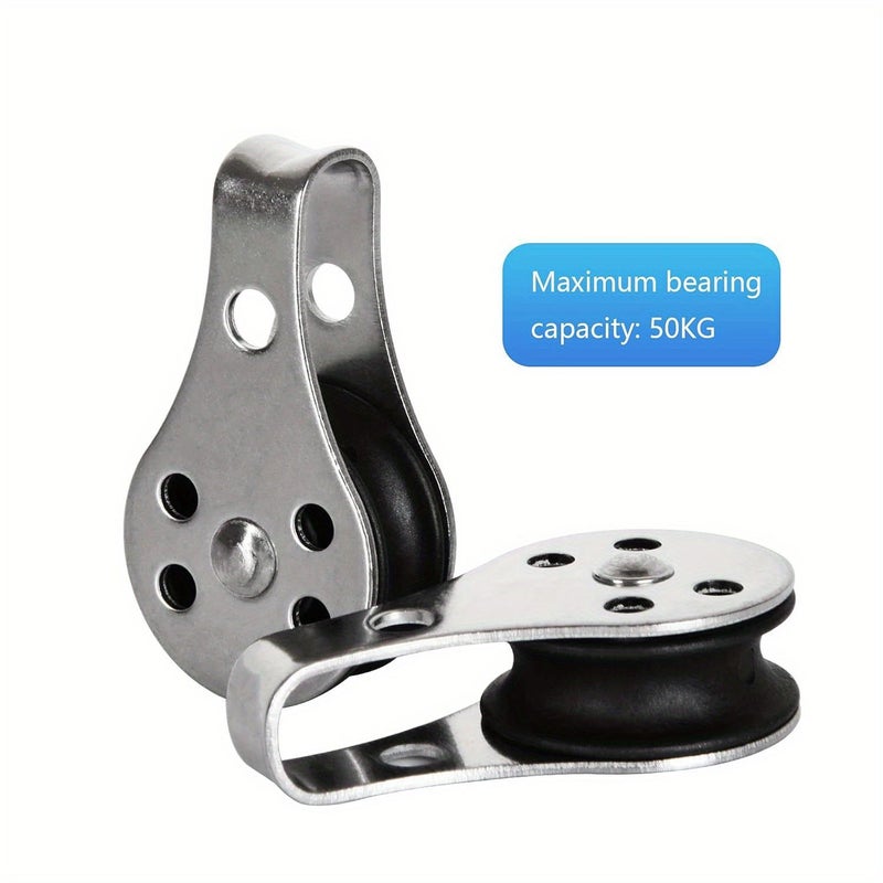 10 Heavy Duty Stainless Steel Single Pulleys Silvery for Marine And Sailing - Image 4