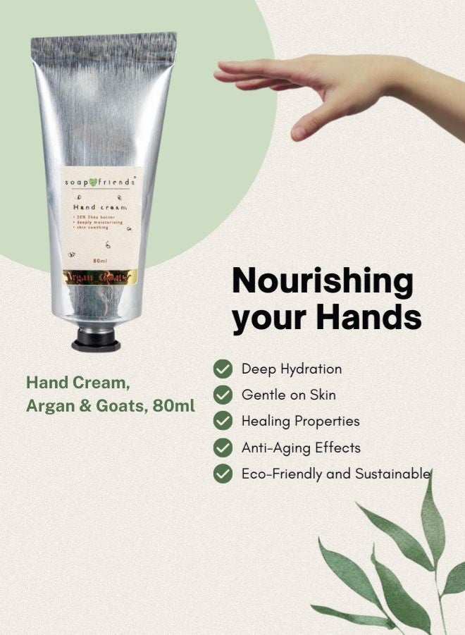 الصابون والأصدقاء كريم اليدين من Soap&Friends بزيت الأرغان وحليب الماعز 80 مل - مرطب مغذي بزبدة الشيا للأيدي الجافة - عناية طبيعية وعضوية وخالية من القسوة على الحيوانات - Image 3