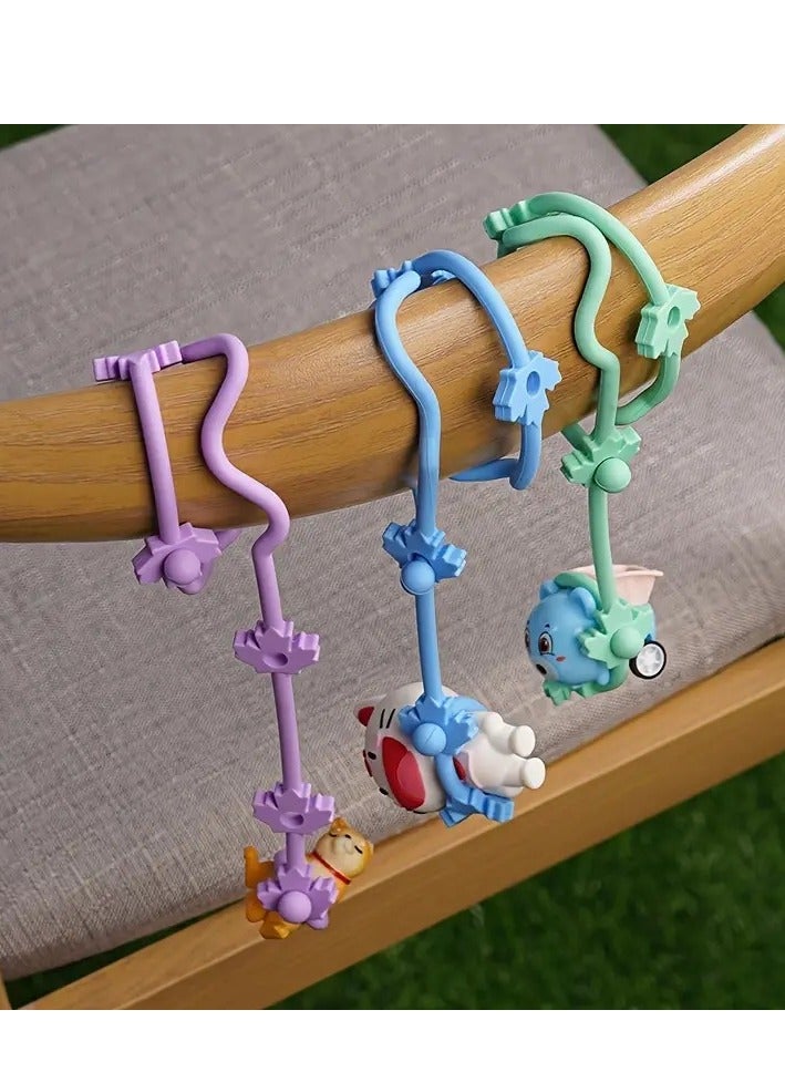 Little tots Adjustable & Stretchable Silicone Soothing Item and Teether Holder - 3pcs Set, Secure Toy Straps for High Chairs, Cribs, Car Seats & Shopping Carts - Image 5