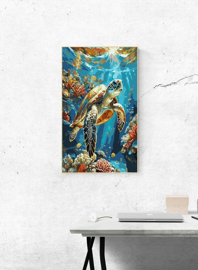ldazao Painting by Numbers for Adults Number Oil Painting Kit Paint by Numbers Kit Beginner Turtle DIY Painting Kits for Adults Without Frame Paint by Number On Canvas for Gift Home Wall Decor - Image 4