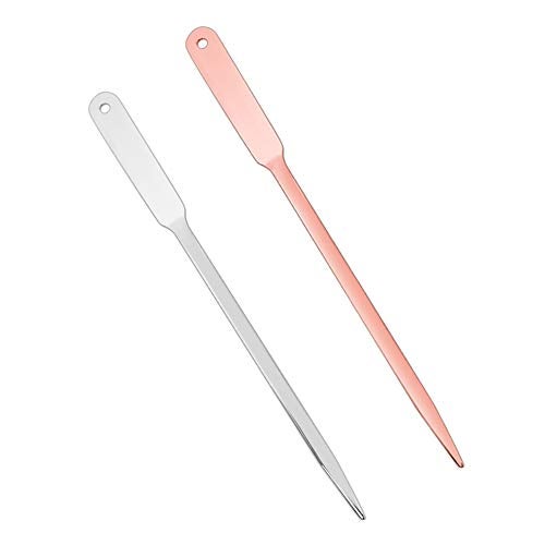 WXJ13 2 Pack Letter Openers Stainless Steel Lightweight Hand Envelope Slitter, Silver and Rose Gold - Image 1