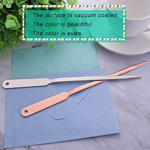 WXJ13 2 Pack Letter Openers Stainless Steel Lightweight Hand Envelope Slitter, Silver and Rose Gold - Image 5