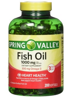 SPRING VALLEY Spring Valley All Natural Fish Oil Heart Health 1000 Mg/300 Mg Omega-3 200 Soft Gel 