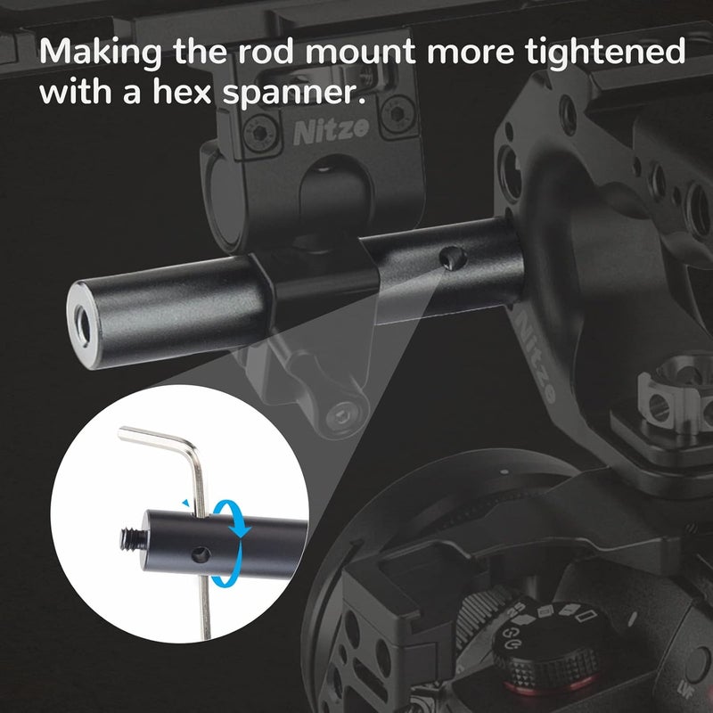 Nitze 15mm Rod with 1/4” Screw 1 Inch/2 Inches/3 Inches (3 pcs) Aluminum Alloy 15mm Rods wtih 1/4" Male to Female Threads - R15-1/4-KIT - Image 5