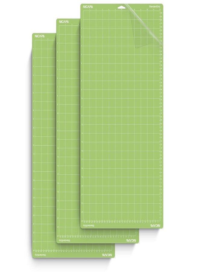 Nicapa Standard Grip Cutting Mat for Cricut Maker 3/Maker/Explore 3/Air 2/Air/One (12x24 inch,3pack) Adhesive&Sticky Non-Slip Flexible Square Gridded Cut Mats Replacement Accessories Mats Vinyl Craft - Image 1