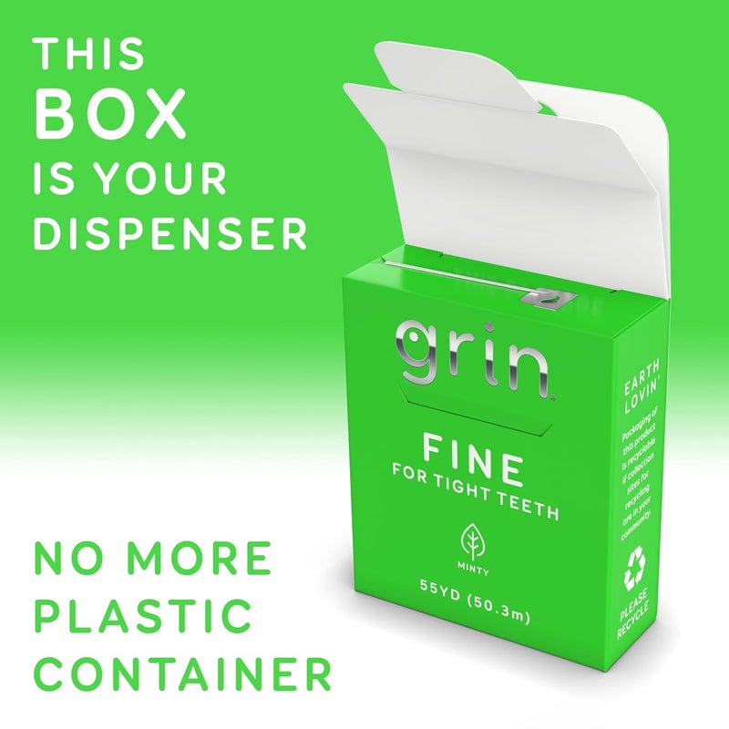 Grin Fine Dental Floss Box - Minty Flavor, 55 Yards (50.3m), Eco-Friendly Packaging - Image 3