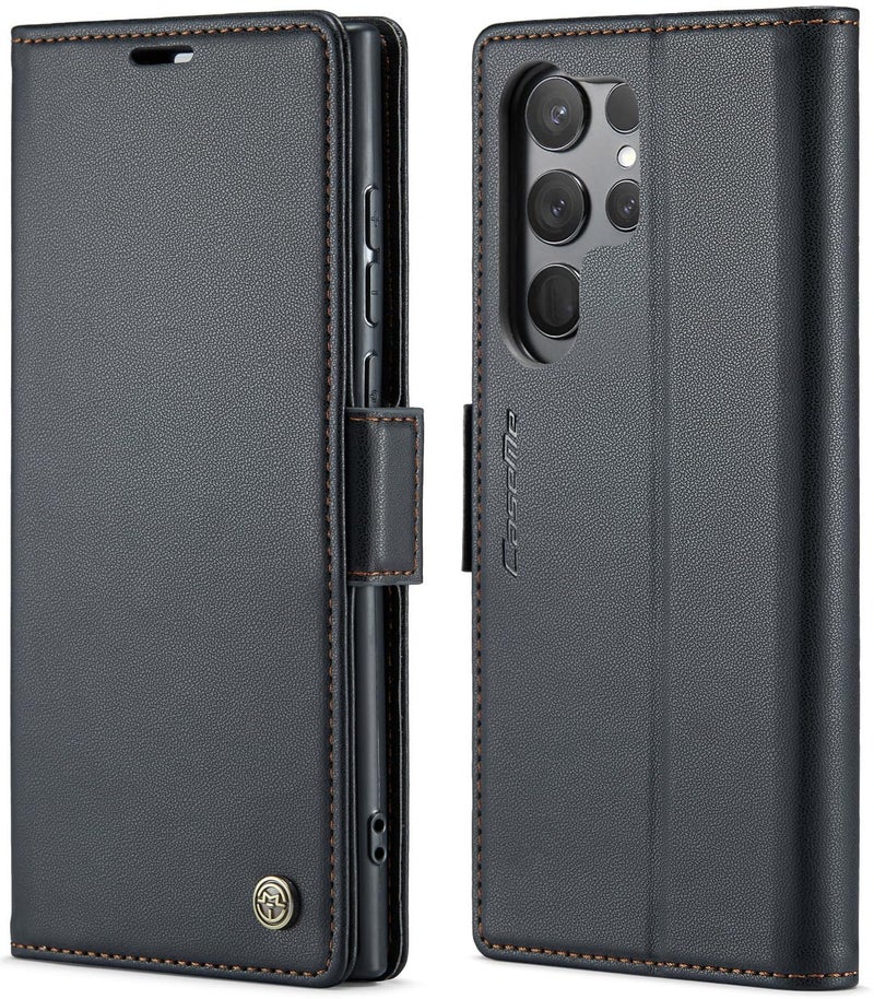 SINIANL for Samsung Galaxy S25 Ultra Wallet Case with RFID Blocking, S25 Ultra Case Wallet for Men Women with Card Holder Magnetic Clasp Kickstand Leather Book Folio Case for Galaxy S25 Ultra Black - Image 1