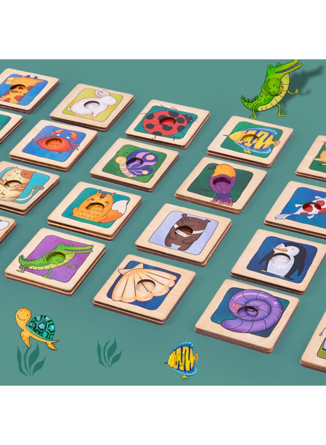 Animal Pattern Matching Montessori Teaching Aids Children Find Shadow Matching Puzzle Board Card Figure Shadow Shape Correspondence-Color:Fur Shadow Pairing - Image 2