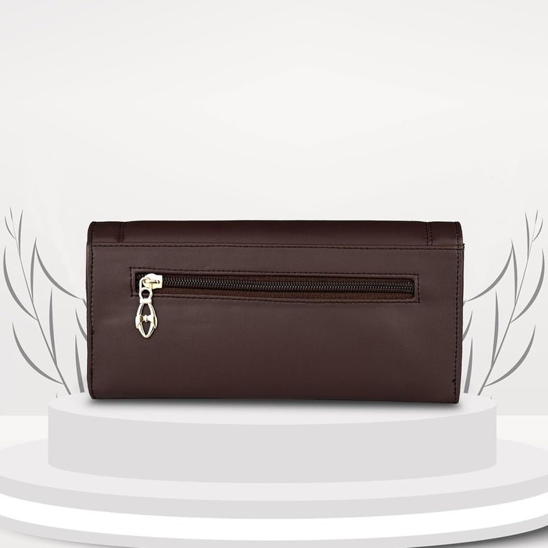 ALSU Women's Hand Wallet Purse Clutch | Phone Pocket | Coin Pocket | 4 Card Slots (Brown) - Image 3