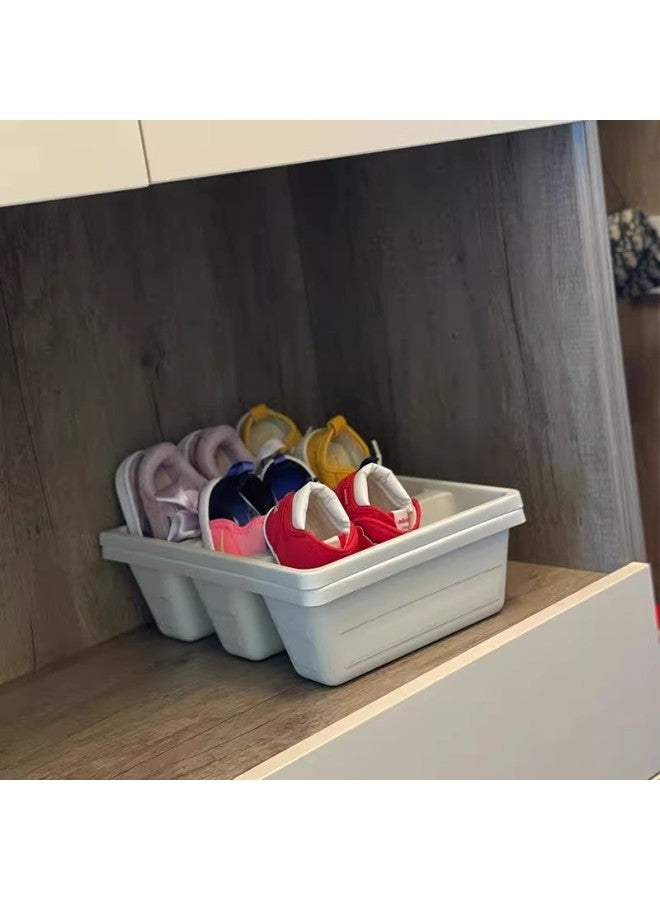 Baby Shoe Rack Storage Box Entrance Door Children's Shoes Home Small Space Saver Convenient Kid's Shoe Cabinet-Color:light Gray-New✔Can Put 3 Pairs  - Image 2