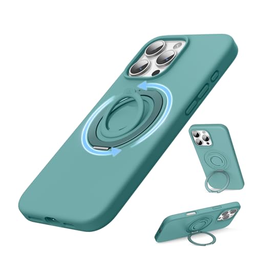 SURPHY 360 Magnetic Stand for iPhone 16 Pro Max Case with Finger Ring Compatible with MagSafe Ring Stand and Finger Ring Phone Case for 16 Pro Max 69 inch 2024 Green - Image 1