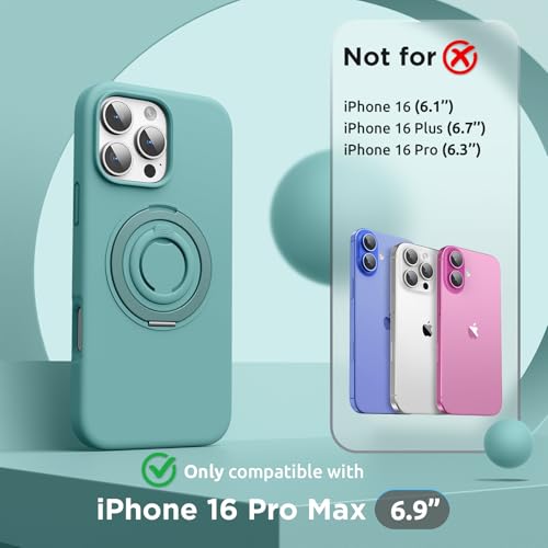 SURPHY 360 Magnetic Stand for iPhone 16 Pro Max Case with Finger Ring Compatible with MagSafe Ring Stand and Finger Ring Phone Case for 16 Pro Max 69 inch 2024 Green - Image 3