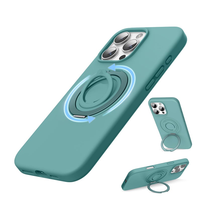 SURPHY 360 Magnetic Stand for iPhone 16 Pro Max Case with Finger Ring Compatible with MagSafe Ring Stand and Finger Ring Phone Case for 16 Pro Max 69 inch 2024 Green - Image 2