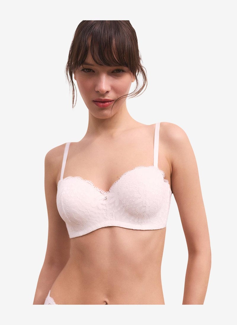 Penti Women Lotus Lace White Strapless Wired Bra - Image 1