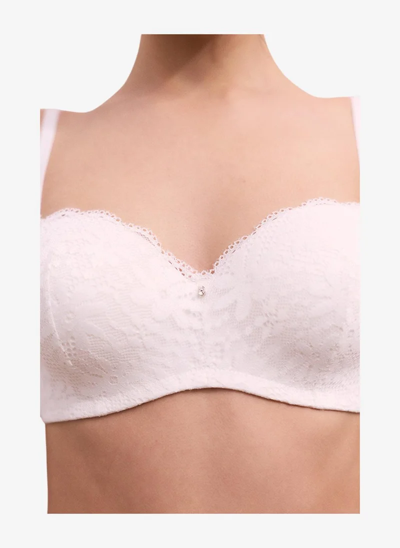 Penti Women Lotus Lace White Strapless Wired Bra