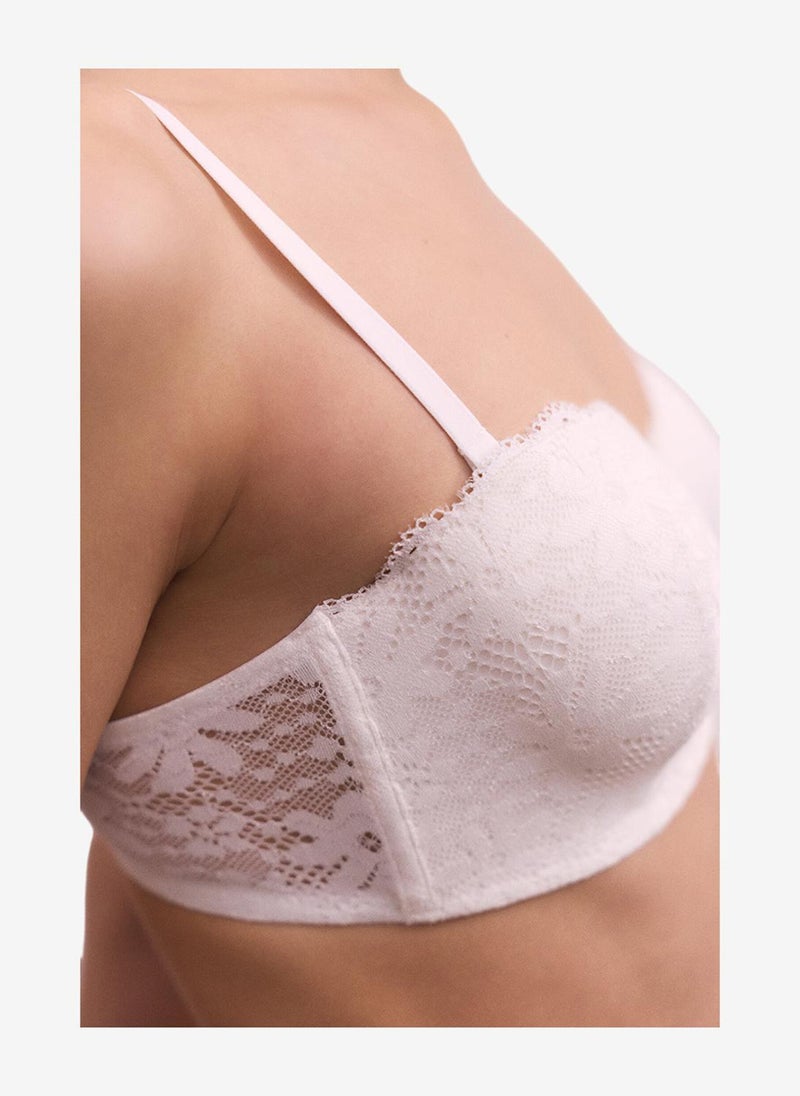 Penti Women Lotus Lace White Strapless Wired Bra - Image 3