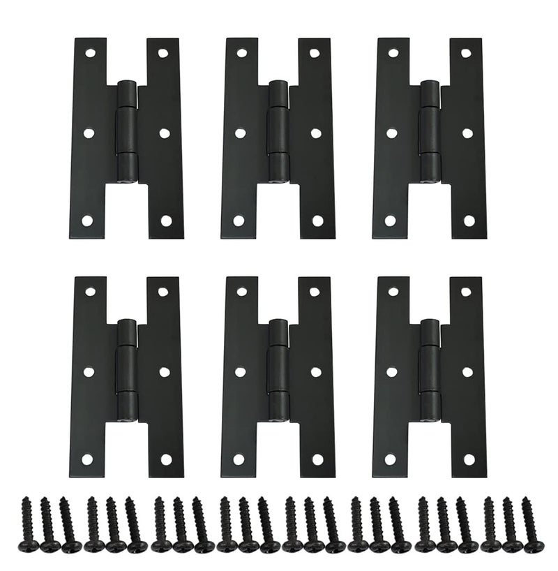QCAA Black Steel HHinge for Cabinet Doors Matte Black 6 Pack Made in Taiwan