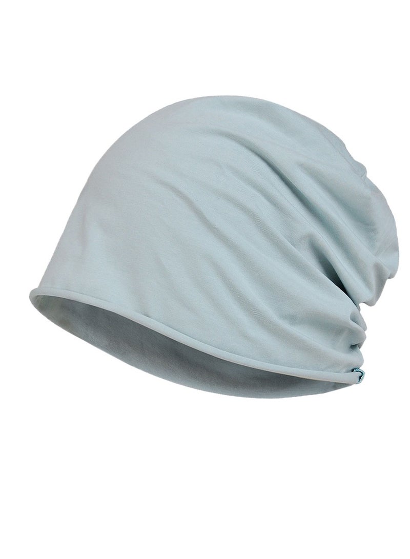 Loquat Infinity Scarf Headwear Cap Solid Color Beanie Hat Azure Blue 
