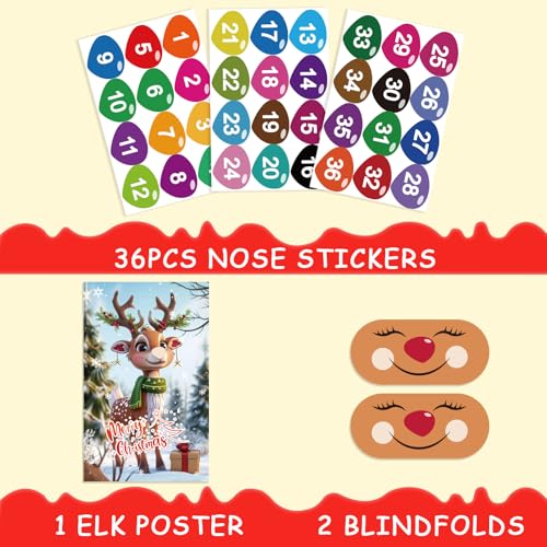 JOFONY Christmas Series Pin The Nose On The ReindeerClassic Game for Kids and Adults in Christmas Party Home Family Gathering Theme Party - Image 5