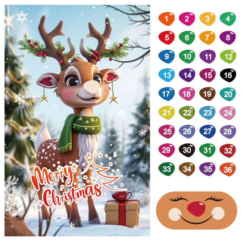 JOFONY Christmas Series Pin The Nose On The ReindeerClassic Game for Kids and Adults in Christmas Party Home Family Gathering Theme Party - Image 3
