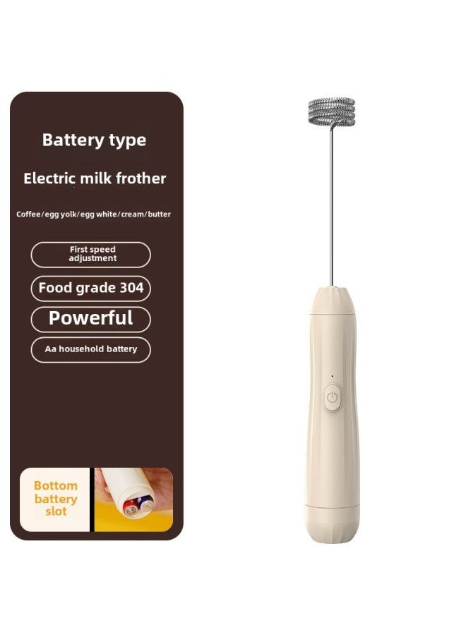 Handheld Milk Frother Household Wireless Electric Milk Coffee Mixing Rod Baking Egg White Frother-Color:Milk Bubble Khaki Battery (No.5 Battery)  - Image 1