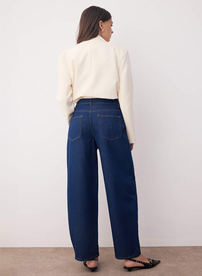 trendyol Blue High Waist Loose Cut Barrel Baggy Jeans - Image 4