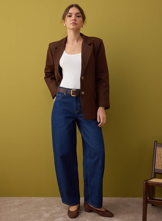 trendyol Blue High Waist Loose Cut Barrel Baggy Jeans - Image 5