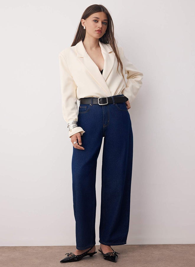 trendyol Blue High Waist Loose Cut Barrel Baggy Jeans - Image 3