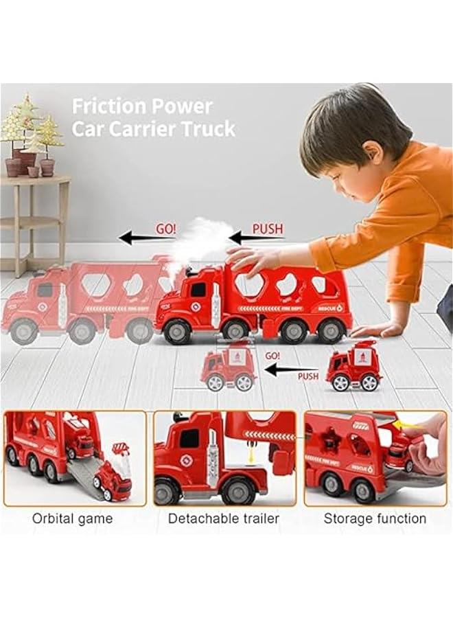 HOOKOR Toddler Fire Truck Toys for 3 4 5 6 Years Old Boys Girls,11 in 1 Friction Power Toys Fire Toy Trucks Push and Go Vehicles  Birthday Gifts - Image 5