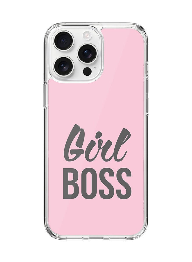 Stylizedd For iPhone 16 Pro Max Case [Compatible with MagSafe] Slim Magnetic cover Clear Phone Case - Girl Boss (Pink) FP - Image 1
