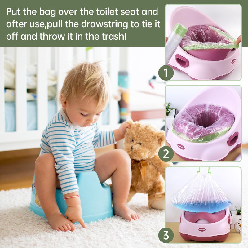 Panxxsen 100 Pack Potty Chair Liners with Drawstring,Training Toilet Seat Potty Bags,Disposable Cleaning Bag for Kids Toddler Adults Pet Outdoors(44 x 24 cm) - Image 5