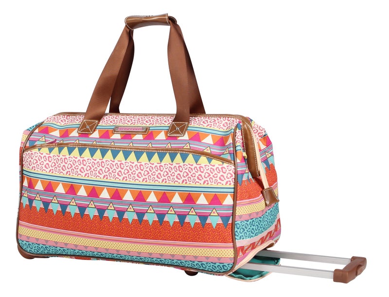Lily Bloom Pattern 22 Inch Duffel Bag with 2-Rolling Wheels, Weekender Overnight Travel Lightweight Carry-On Suitcase For Women - Image 1
