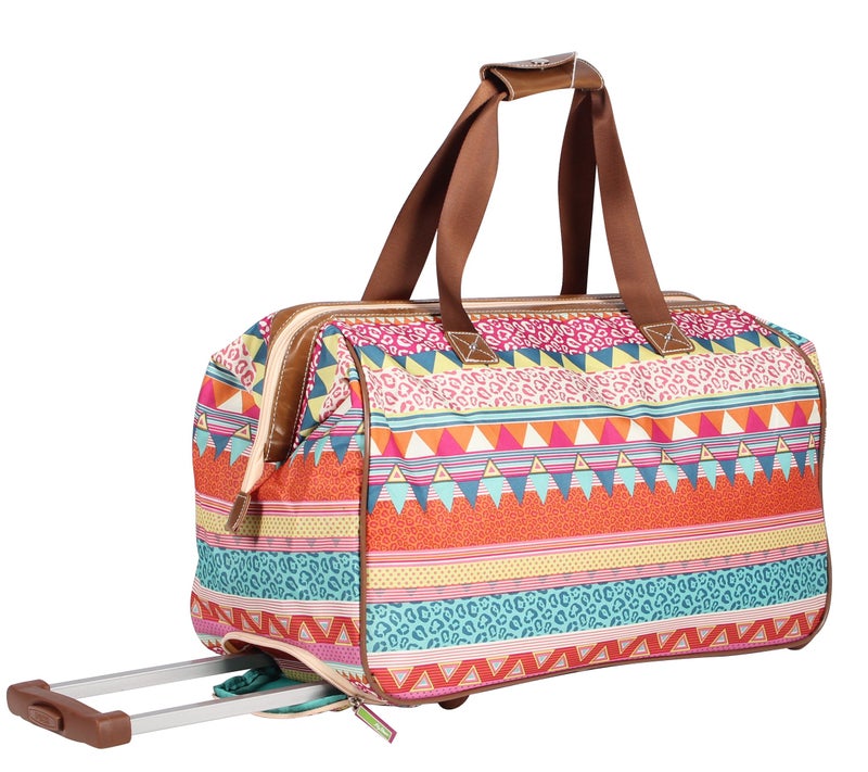 Lily Bloom Pattern 22 Inch Duffel Bag with 2-Rolling Wheels, Weekender Overnight Travel Lightweight Carry-On Suitcase For Women - Image 5