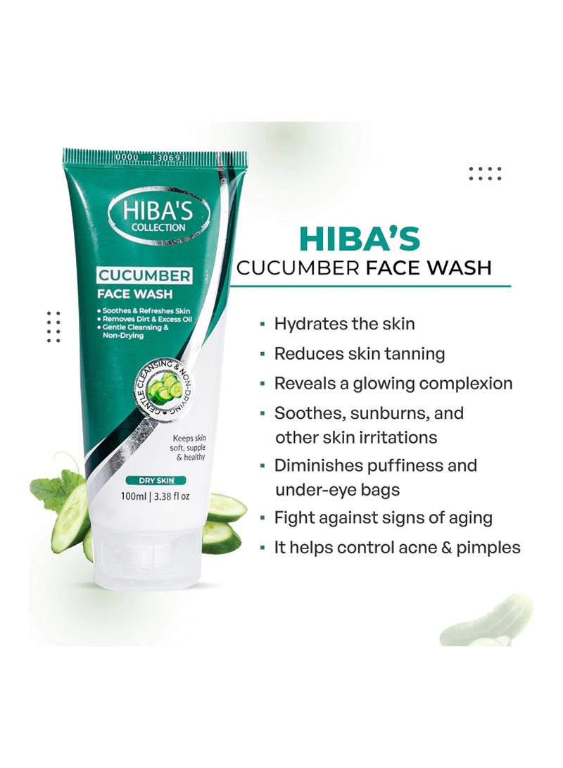 هيبا'ز كوليكشن غسول الوجه بالخيار للبشرة الجافة، يحافظ على البشرة ناعمة ولينة وصحية 100 مل 3.38 أونصة سائلة - Image 2