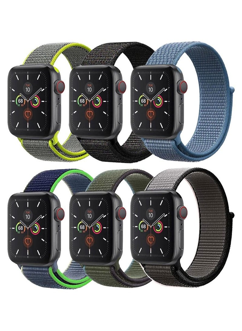 CATANES 6 Pack For Apple Watch 41mm 40mm 38mm Nylon Sport Loop Band Compatible With iWatch Series 7 SE 6 5 4 3 2 1 Men Women Braided Stretchy Nylon Loop Bands  - Image 2