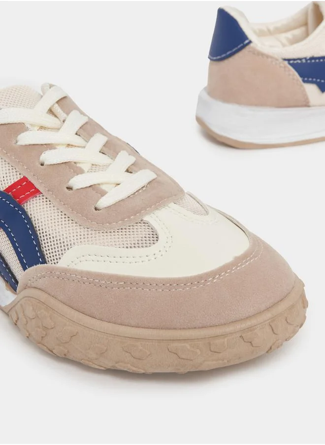 Styli Contrast Panelled Lace Up Sneakers