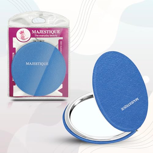 MAJESTIQUE Professional Pocket Makeup Mirror | 1X/2X Magnifying Foldable Mirror | Compact Size Makeup Mirror, Portable Mirror for Handbag, Purse, Pocket Round 1 Pcs - (Colour May Vary) - Image 1
