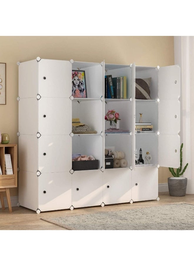 Generic SUPAAR Portable new Closet Clothes Wardrobe Bedroom Armoire Storage Organizer With Hanging Section, Capacious & Sturdy, 12 cabinets full white color (2 Hangers & 10 Cubes) (16 cube storage cabinet)  - Image 3