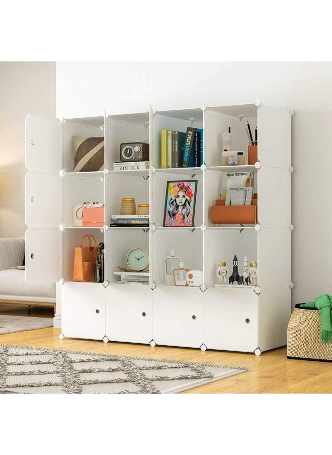 Generic SUPAAR Portable new Closet Clothes Wardrobe Bedroom Armoire Storage Organizer With Hanging Section, Capacious & Sturdy, 12 cabinets full white color (2 Hangers & 10 Cubes) (16 cube storage cabinet)  - Image 2