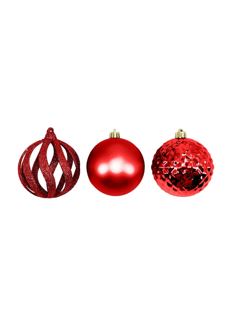 CHRISTMAS MAGIC Christmas Baubles Red 8cm 9Pcs/Box - Image 1