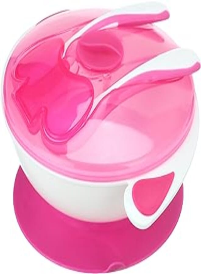TRUE Feeding Suction Bowl with Spoon and Fork pink